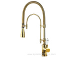 Gold Brass Porcelain Handle Swirling Spout Faucet